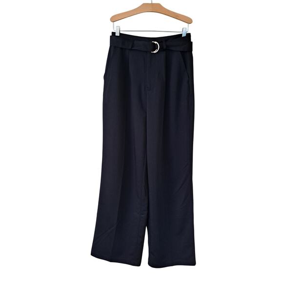 7 For All Mankind Black High Waist Wide Leg Pant Small Belted Business Casual - Picture 7 of 10